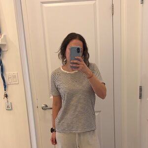 Love Stitch Black & White Striped Short-Sleeve Crewneck Tee